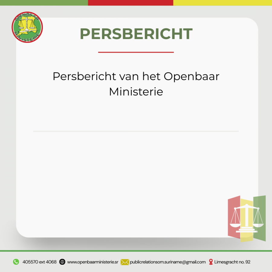 Persbericht van het Openbaar Ministerie 